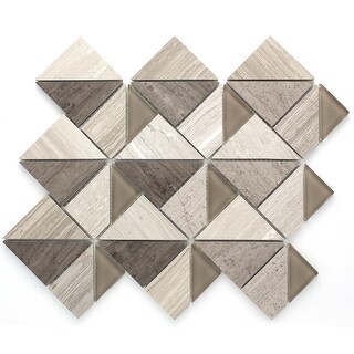 TileGen. Geometric Triangle Random Sized Marble Mosaic Tile in Beige ...
