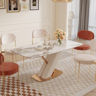 JASIWAY Light Luxury Style Sintered Stone Dining Table - Bed Bath ...