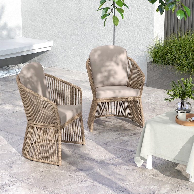 Outdoor 2-piece Steel Dining Chair with Cushion