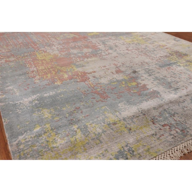 Contemporary Colorful Abstract Area Rug Handmade Wool Carpet - 4'10"x 7'4"