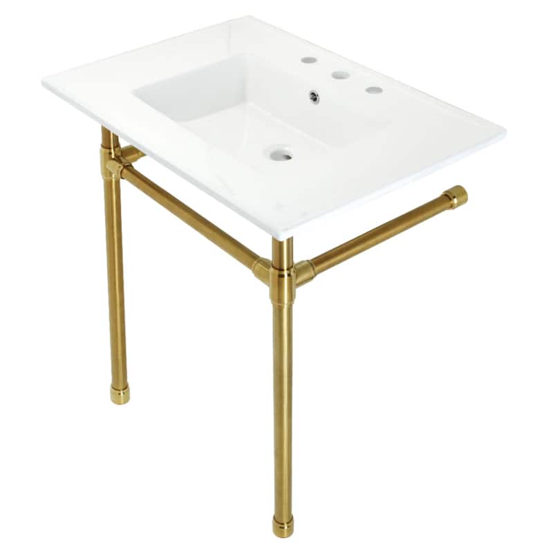 Kingston Brass Dreyfuss 31" Wide Console Sink Set - White / Brushed Brass