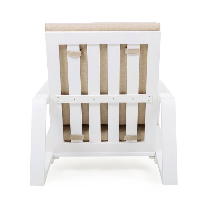 Patio Lounge Chair Set of 2, Outdoor Club Chair with Beige Cushion and Teak Acacia Wood Frame