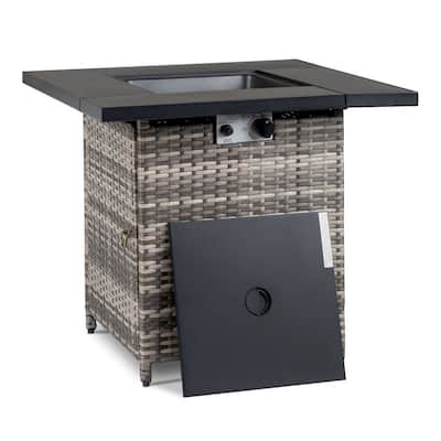 50,000 BTU 28 inch Outdoor Fire Pit Table Rattan - 28"x28"x24.8" WDH