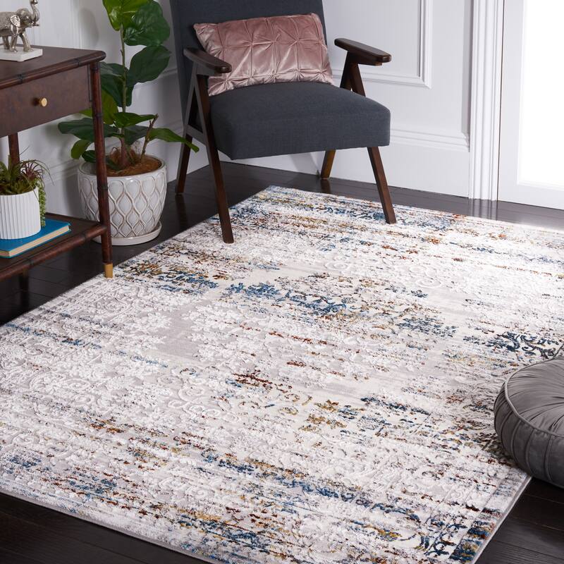 SAFAVIEH Amelia Ritienne Abstract Distressed Rug - 5'5" x 7'7" - Grey/Blue Gold