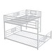 preview thumbnail 12 of 28, Twin over Full Size Metal Bunk Bed Frame with Iron Mesh Decor, L-Shaped Loft Bed with Underneath Platform Bed