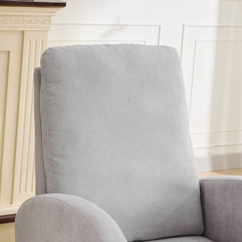 27.2"W Rocking Chair, Polyester Glider Chair with High Back Side Pocket, Rocking Accent Armchair with Rubber Wood Legs