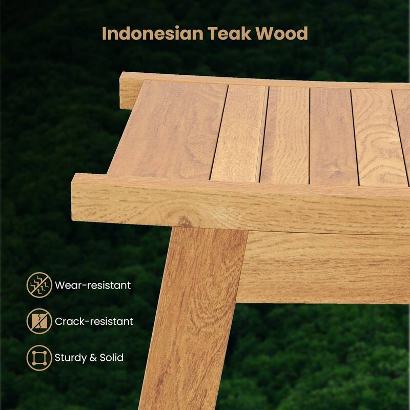Gymax 20'' Teak Wood Shower Bench w/ Storage Shelf Adjustable &