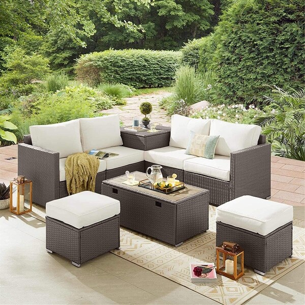 8 Pieces Outdoor Patio Furniture Set Extra Large Wicker Sectional