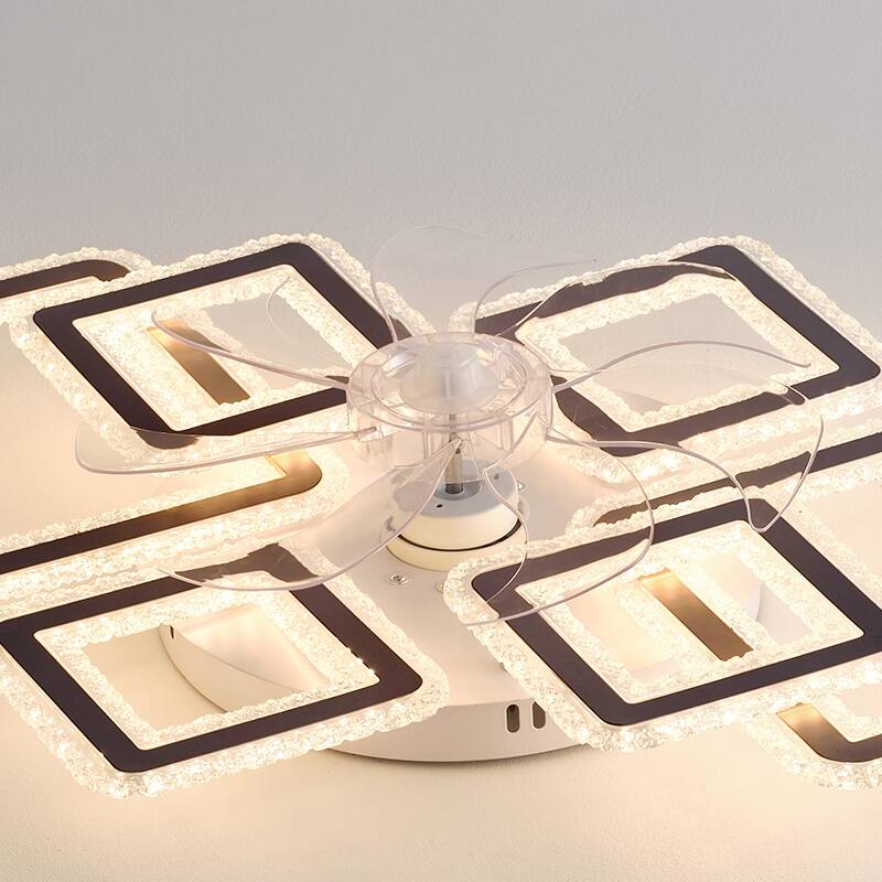 33-inchBlack Ceiling Fan with Lights Remote Control and APP Control, Dimmable with Remote 7 Blades 6 Speeds of Wind - Black