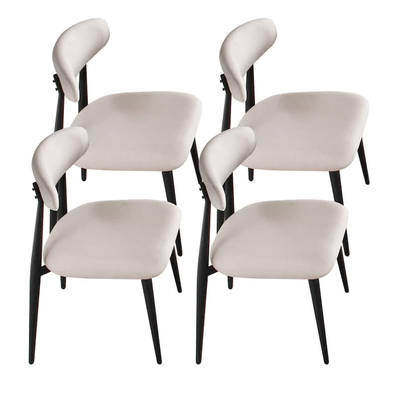 Modern Upholstered Curved Backres Dining Chairs with Metal Frame - Set of 4 - Light Grey