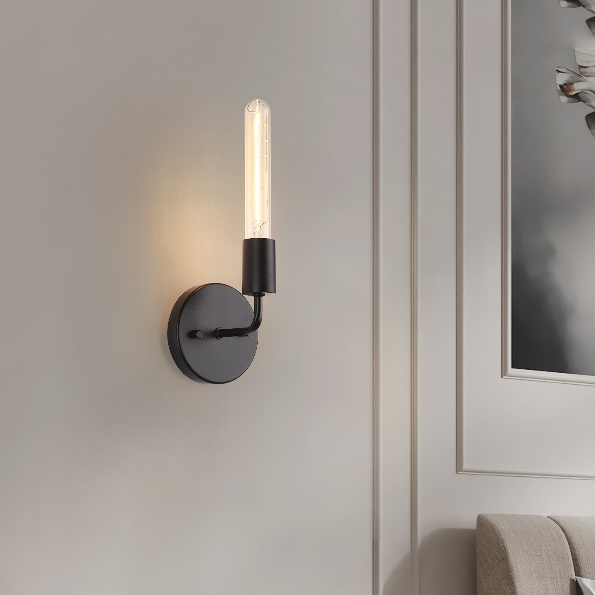 Wall Sconce with Single Light Black Metal Matte Fixture - 4.7'' x 2.8'' x 13'' (L x W x H)