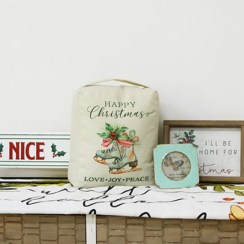 Happy Christmas Fabric Door Stop with Handle