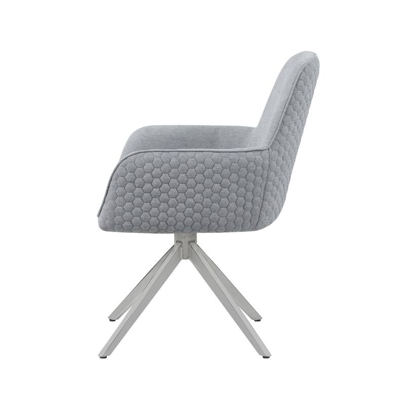 25 Inch Side Armchair, Honeycomb Tufted Design, Strong 5 Legged Chrome Base