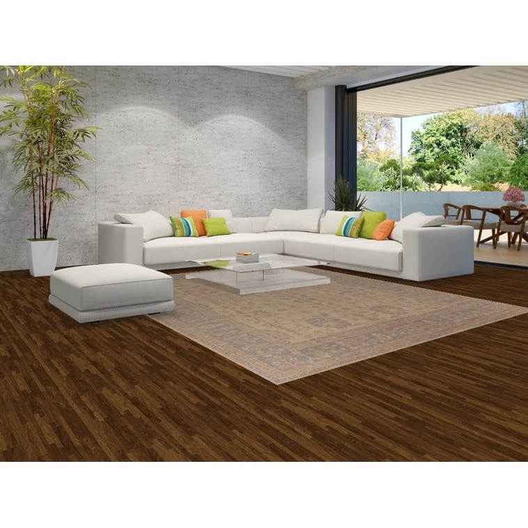Vegetable Dye Oushak Turkish Area Rug Hand-Knotted Beige Wool Carpet - 9'1" x 11'5"