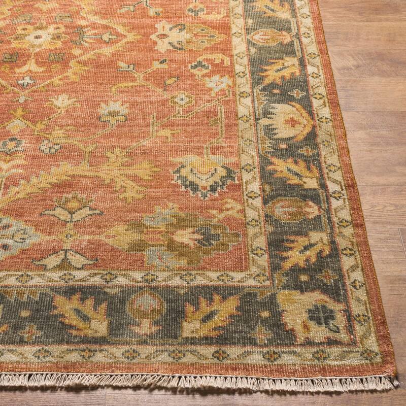 Orange Hand-knotted Wool Area Rug - 8' Round
