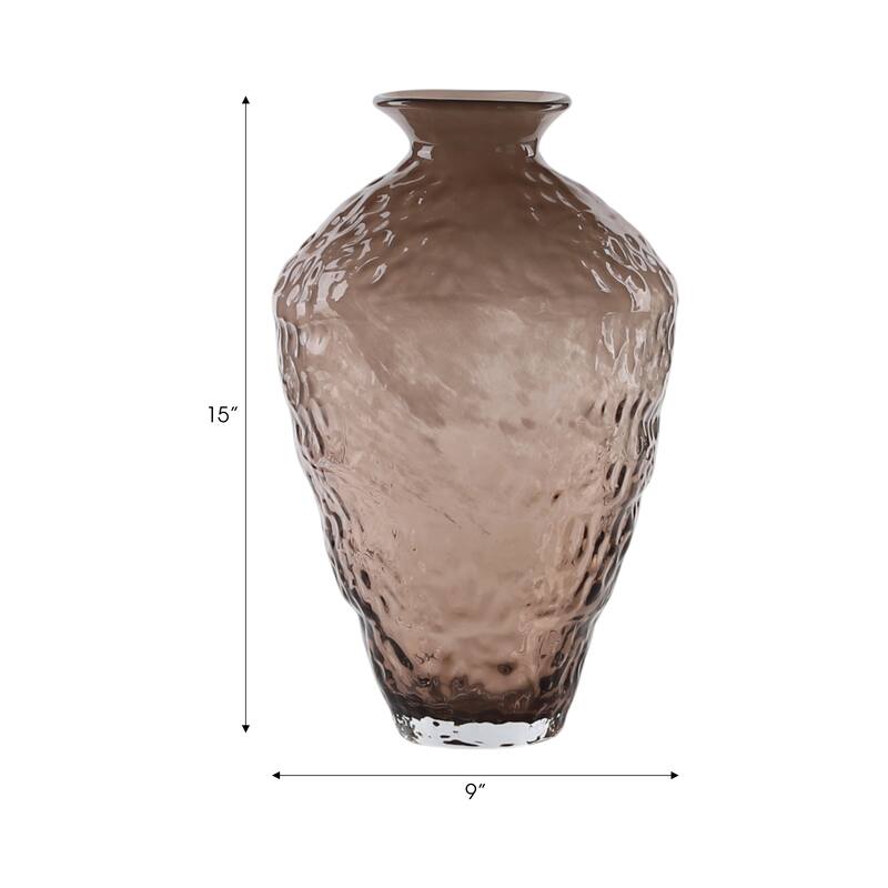 Glass Decorative Vase Contemporary Textured Flower for Home Decor