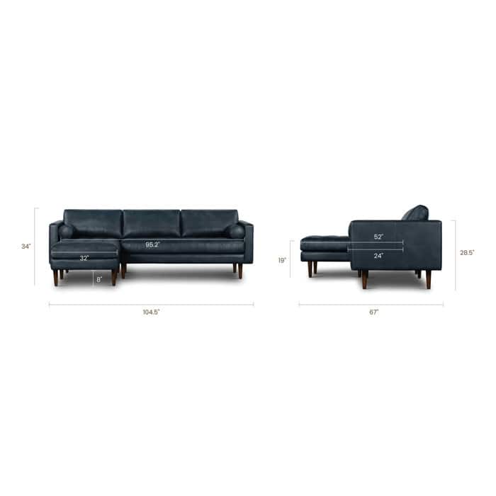 Poly & Bark Napa 104.5" Left Sectional Sofa - Full Grain Genuine Italian Leather