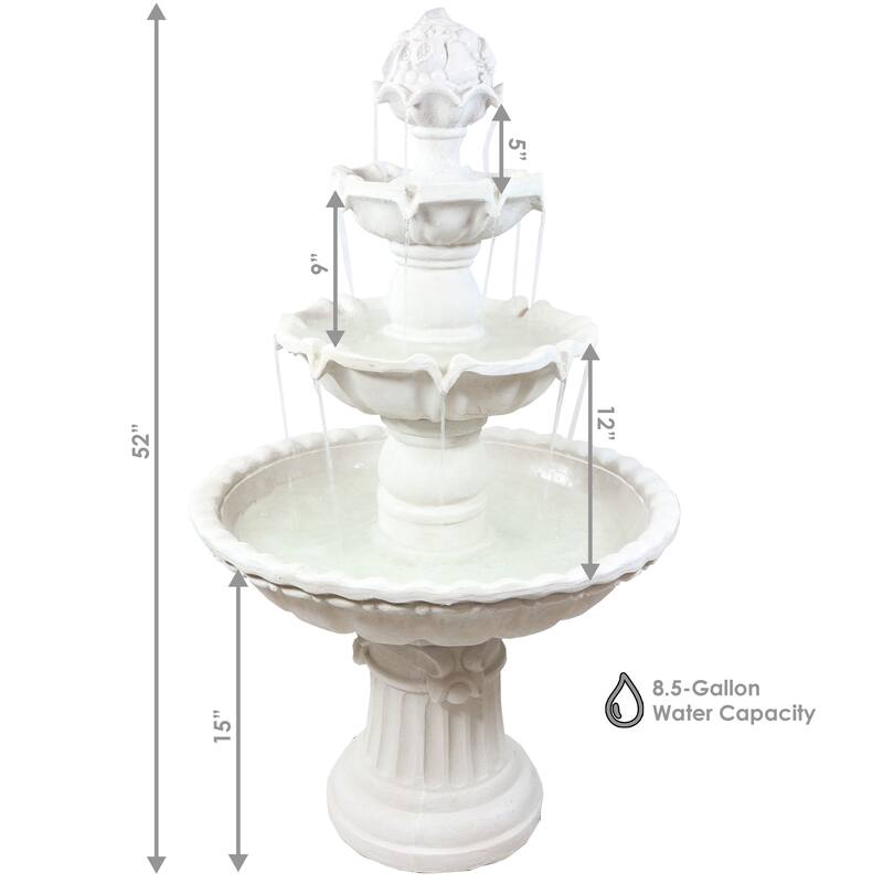 4-Tier Fruit Top Outdoor Water Fountain Backyard Garden Feature - 52"