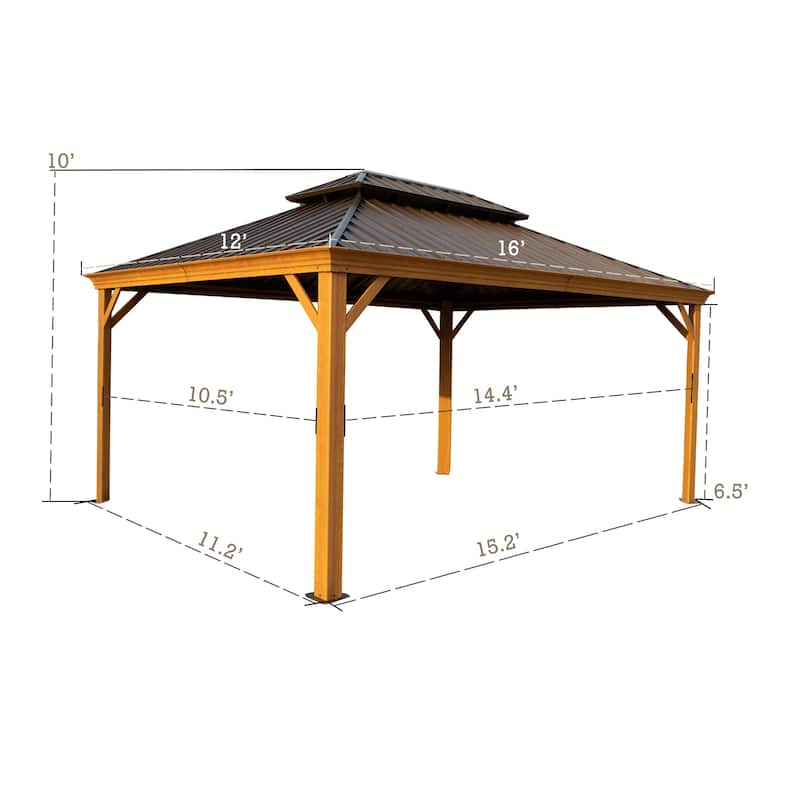 Kozyard Apollo Wood-look Aluminum Hardtop Gazebo