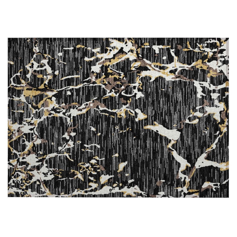 Machine Washable Indoor/ Outdoor Abstract Camo Chantille Rug