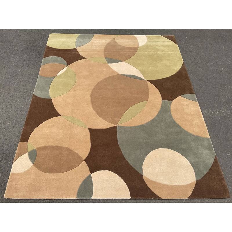 HERAT ORIENTAL Handmade Tibetan Modern Circles Wool Rug (4x6)(5x8)(8x10)