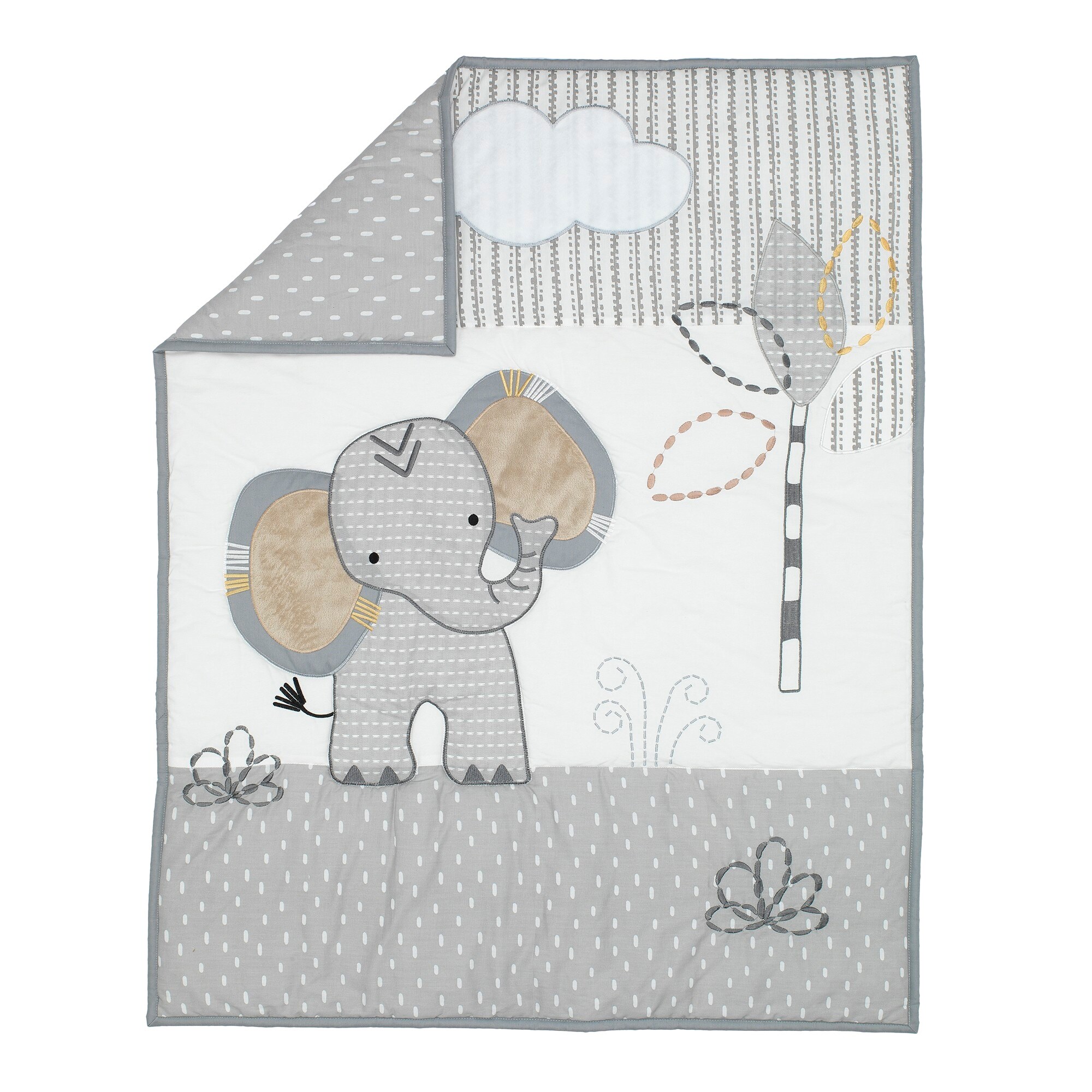 Lambs Ivy Jungle Safari Elephant 3 Piece Mini Crib Bedding Set Gray White Overstock
