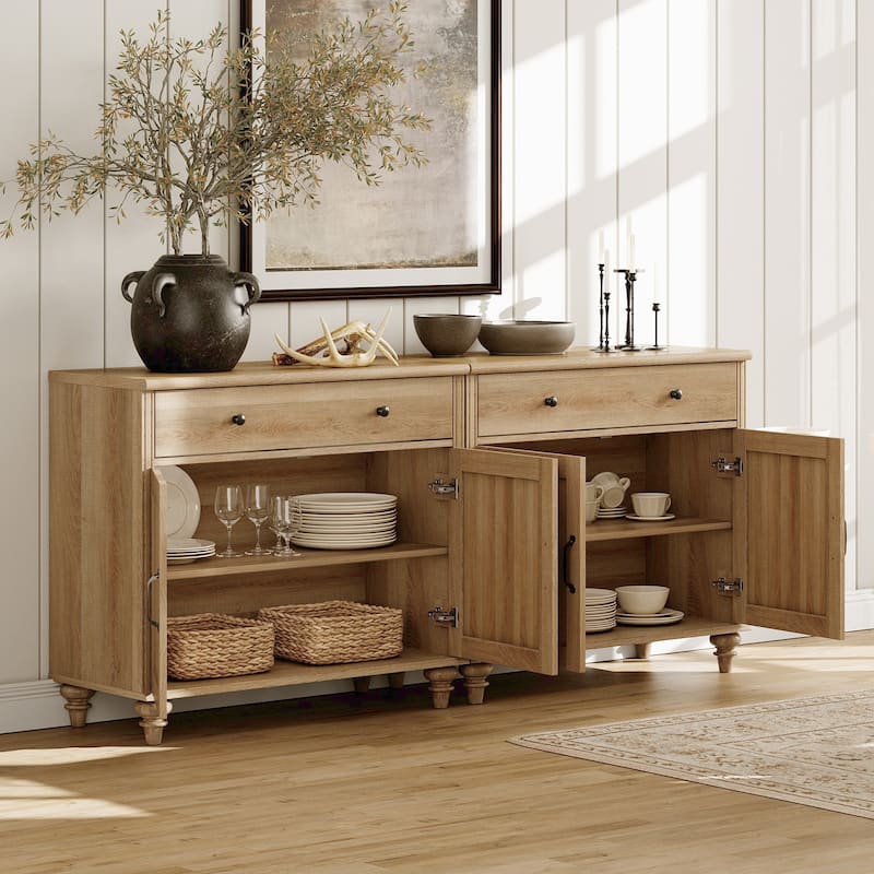 Farmhouse TV Stand for 75 inch TV, TV Console with Storage