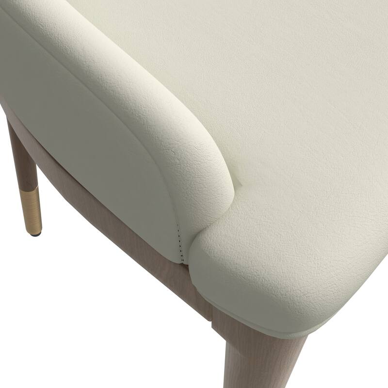 Upholstered Leather Dining Chair with Rubberwood Frame Side Chair High Back and Gold Accent Legs for Living Room
