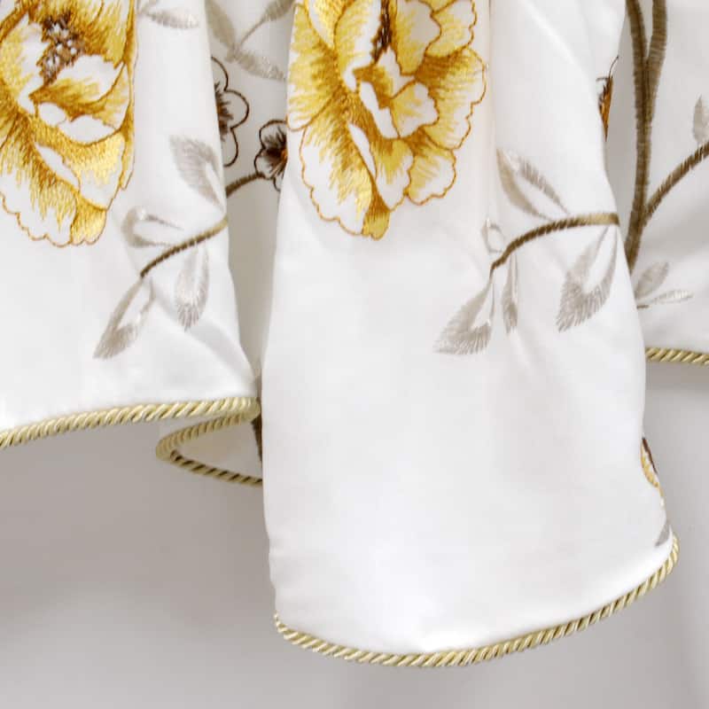 Serenta Embroidery Red/Gold Spring Flower Valance