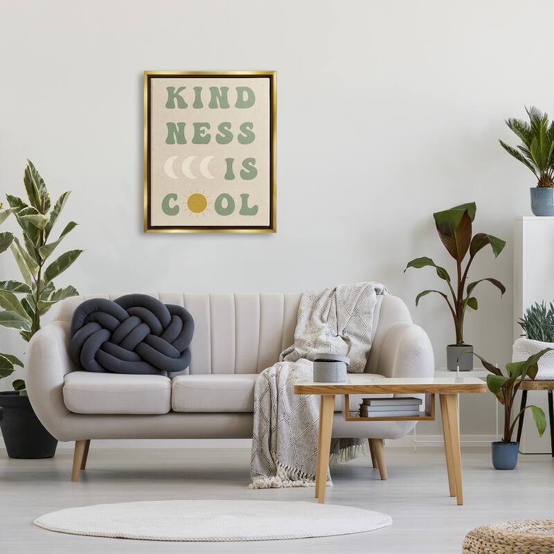 Stupell Kindness Is Cool Phrase Framed Floater Canvas Wall Art Design by Daphne Polselli