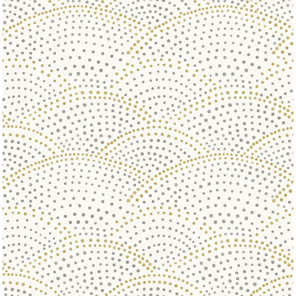 A-Street Prints Bennett Grey Dotted Scallop Wallpaper