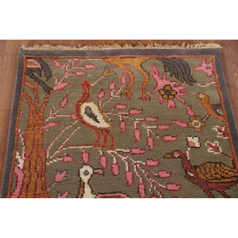 Animal Pictorial Ziegler Oriental Accent Rug Handmade Wool Carpet - 2'6" x 6'0"
