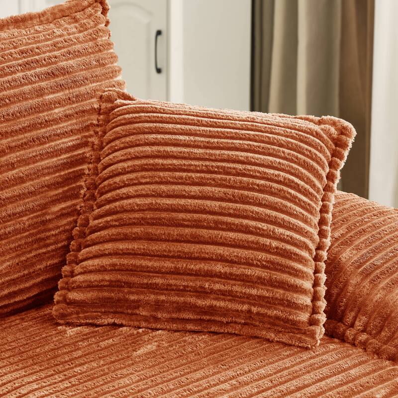 Rossetta Modern Modular Luxurious Corduroy-Fleece Fabric Double-Layer Cushion Design Deep Seat Sofa with 1 Ottoman