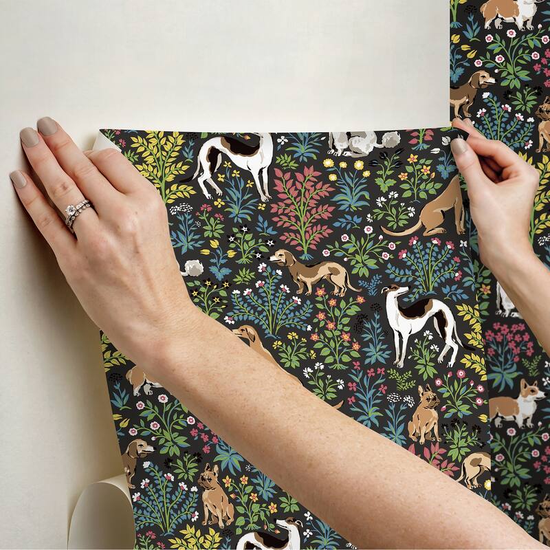 Printfresh Must Love Dogs Charcoal Peel and Stick Wallpaper