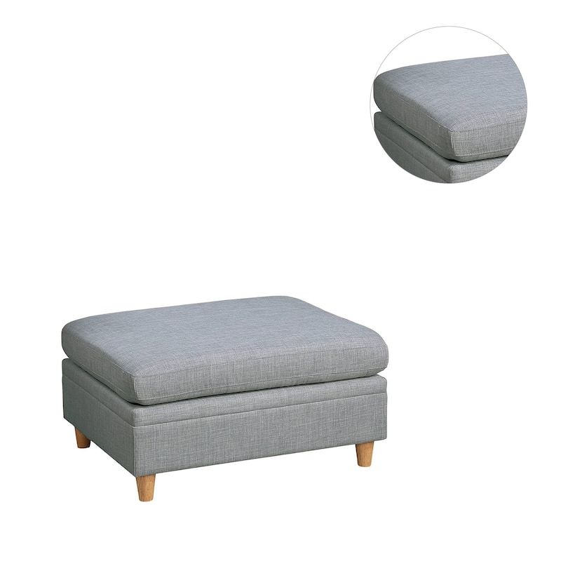Dorris Fabric Upholstered Modular Ottoman with Wooden Tapered Legs