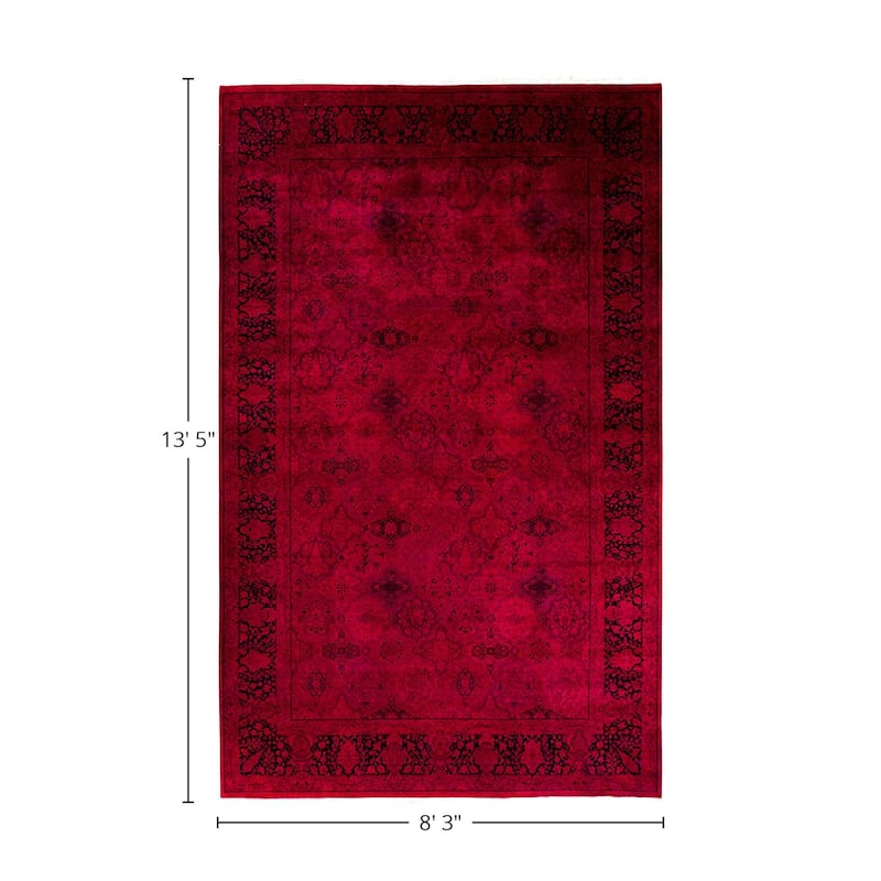 Overton Hand Knotted Wool Vintage Inspired Modern Contemporary Overdyed Pink Area Rug - 8' 3" x 13' 5"