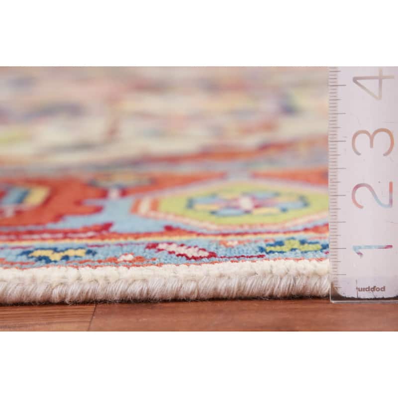 Ivory & Orange Medallion Heriz Serapi Indian Area Rug 9x12 - 9' x 12'