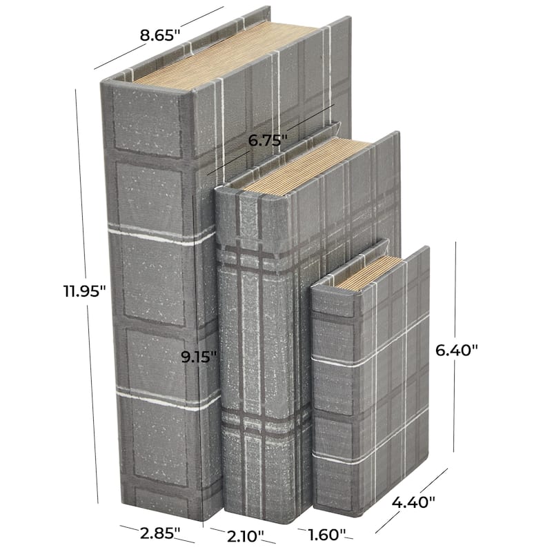 Faux Storage Book Decorative Box - Set of 3 Dark Brown, Gray, Cream, Beige, Multi Colored, Blue, White - Roche River Decor