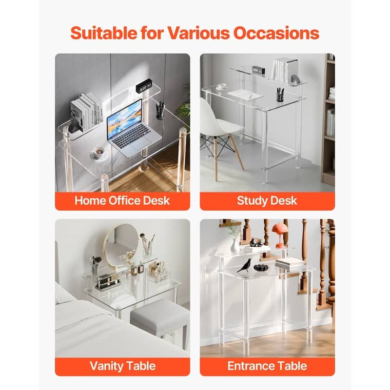 Modern Clear Acrylic Table with Strong Reinforced Legs Ideal for Office Bedroom or Living Room