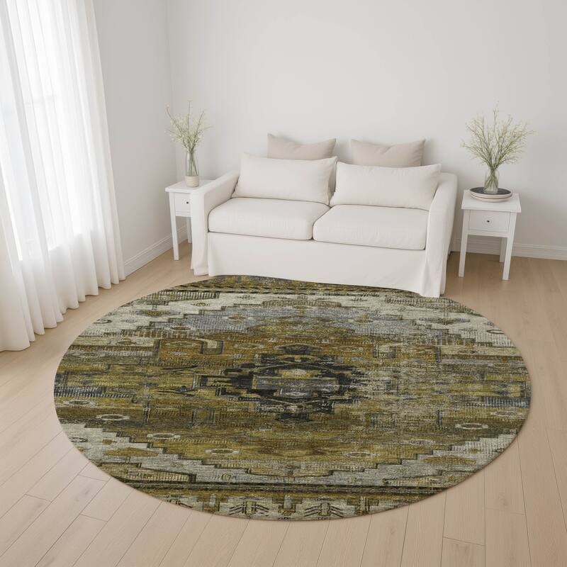 Premium Washable Super Soft Global Traditional Mayfield Rug - Brown - 8' x 8'