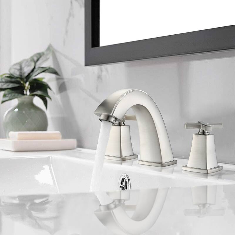 YASINU Cross Handles Widespread 8 Inch Bathroom Faucet With Drain