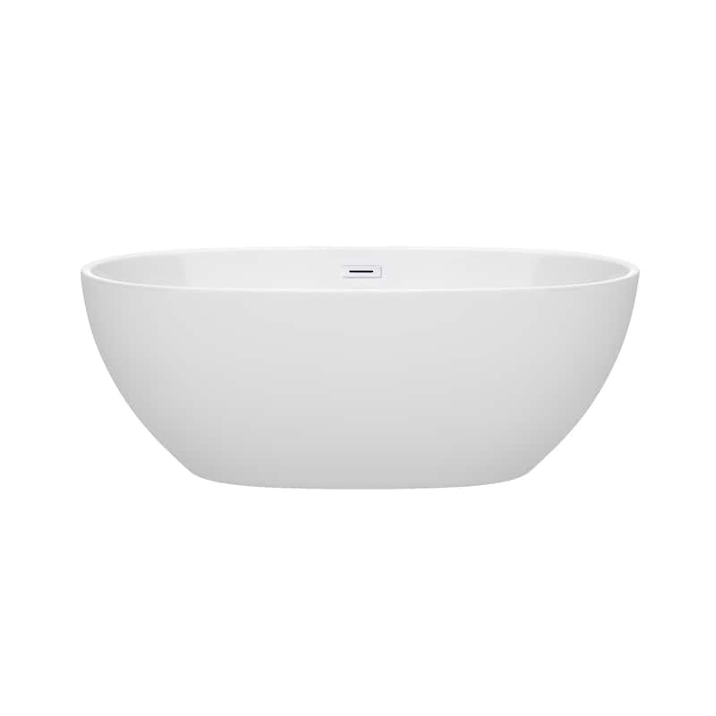 Wyndham Collection Juno 63-inch White Freestanding Soaking Bathtub