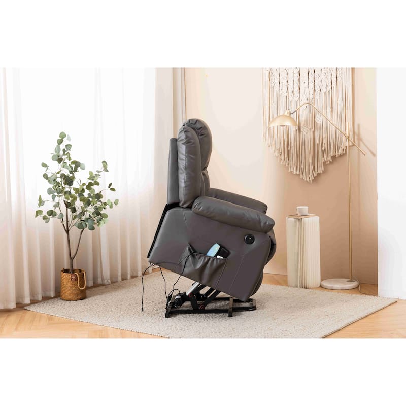Faux Leather Power Lift Recliner Chair, Heat and Massage by Remote Control