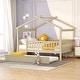 preview thumbnail 27 of 36, Creativity House Bed,Full Size Wooden House Bed with Twin Size Trundle,Solid Construction Natural