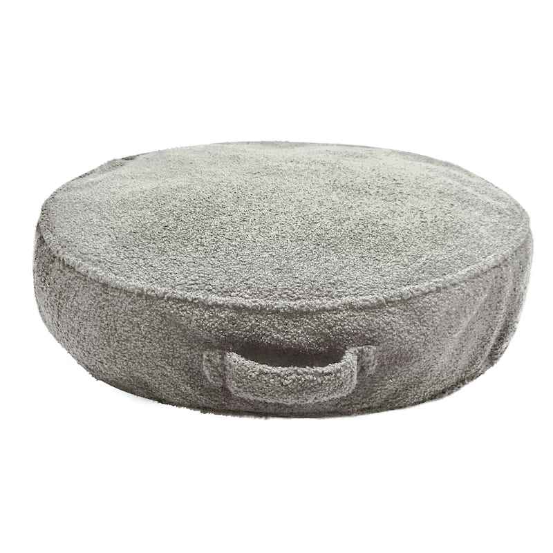 Edie At Home Sherpa Gusseted Round Decorative Floor Pillow 24' Round - Grey
