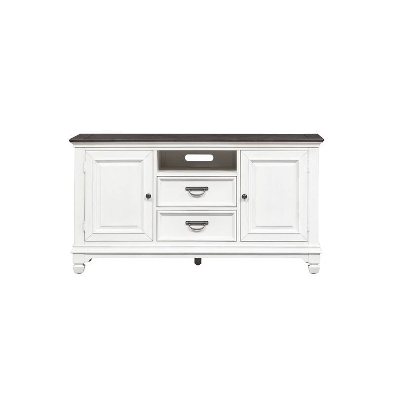 Allyson Park Wirebrushed White Charcoal 56 Inch TV Console