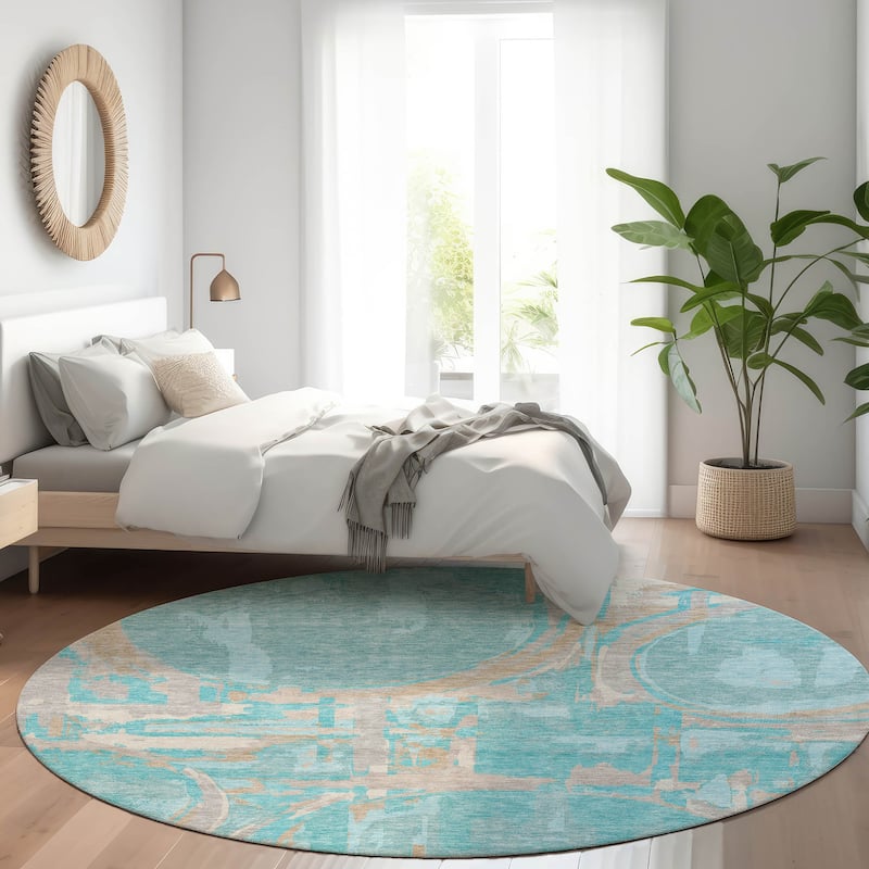 Machine Washable Indoor/ Outdoor Chantille Contemporary Abstract Rug
