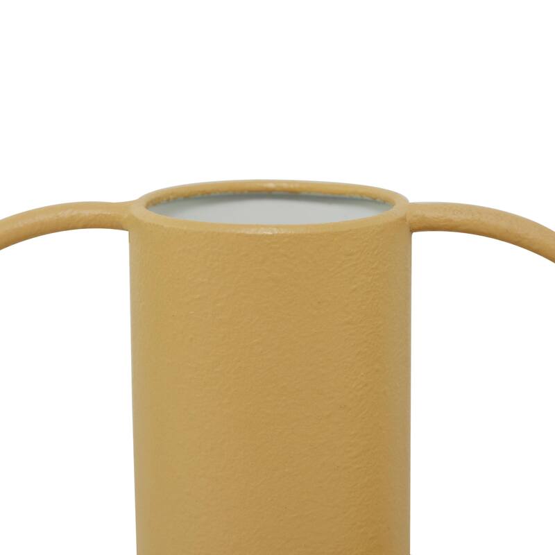 Yellow Metal Decorative Vase with Handles (Set of 2)