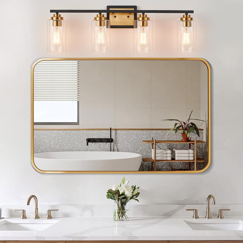 KAWOTI Rive 4-Light Dimmable Bathroom Vanity Light Antique Brass