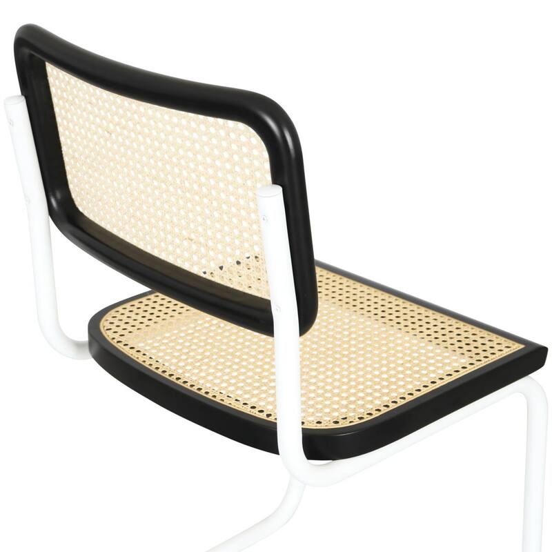 Breuer Chair Company Marcel Breuer Cesca Cane Cantilever Side Chair w/ White Steel Frame (Various Wood & Cane Colors)